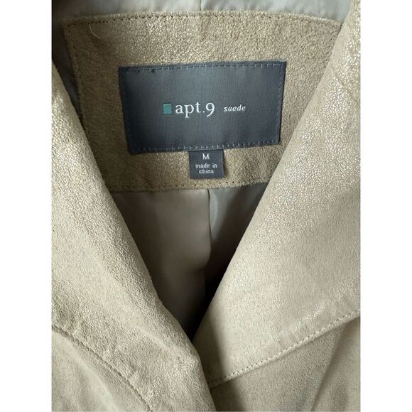 Apt. 9 Beige Metallic Suede Genuine Leather Blazer - Picture 6 of 11